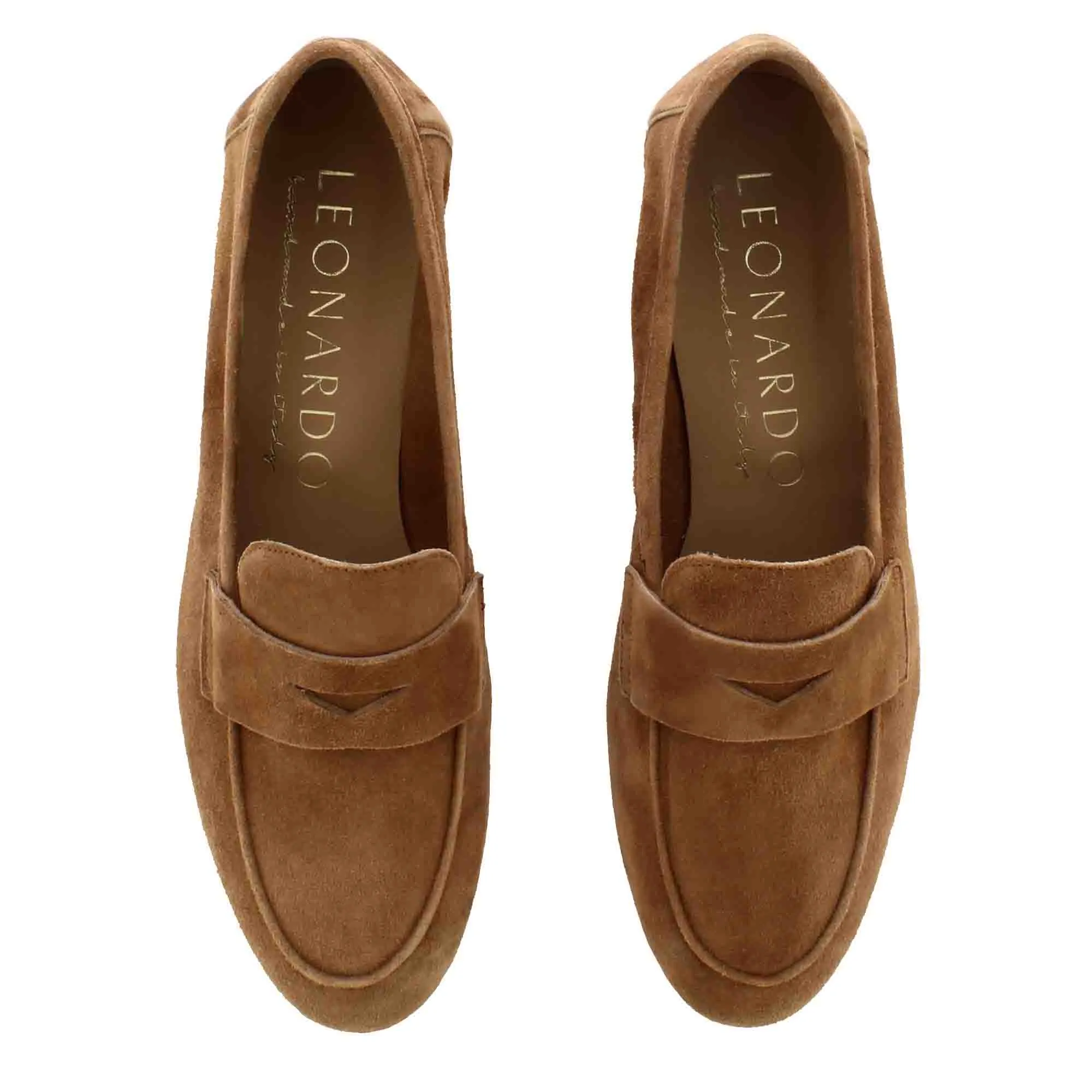 Mocassino da donna classico in pelle scamosciata colore marrone chiaro