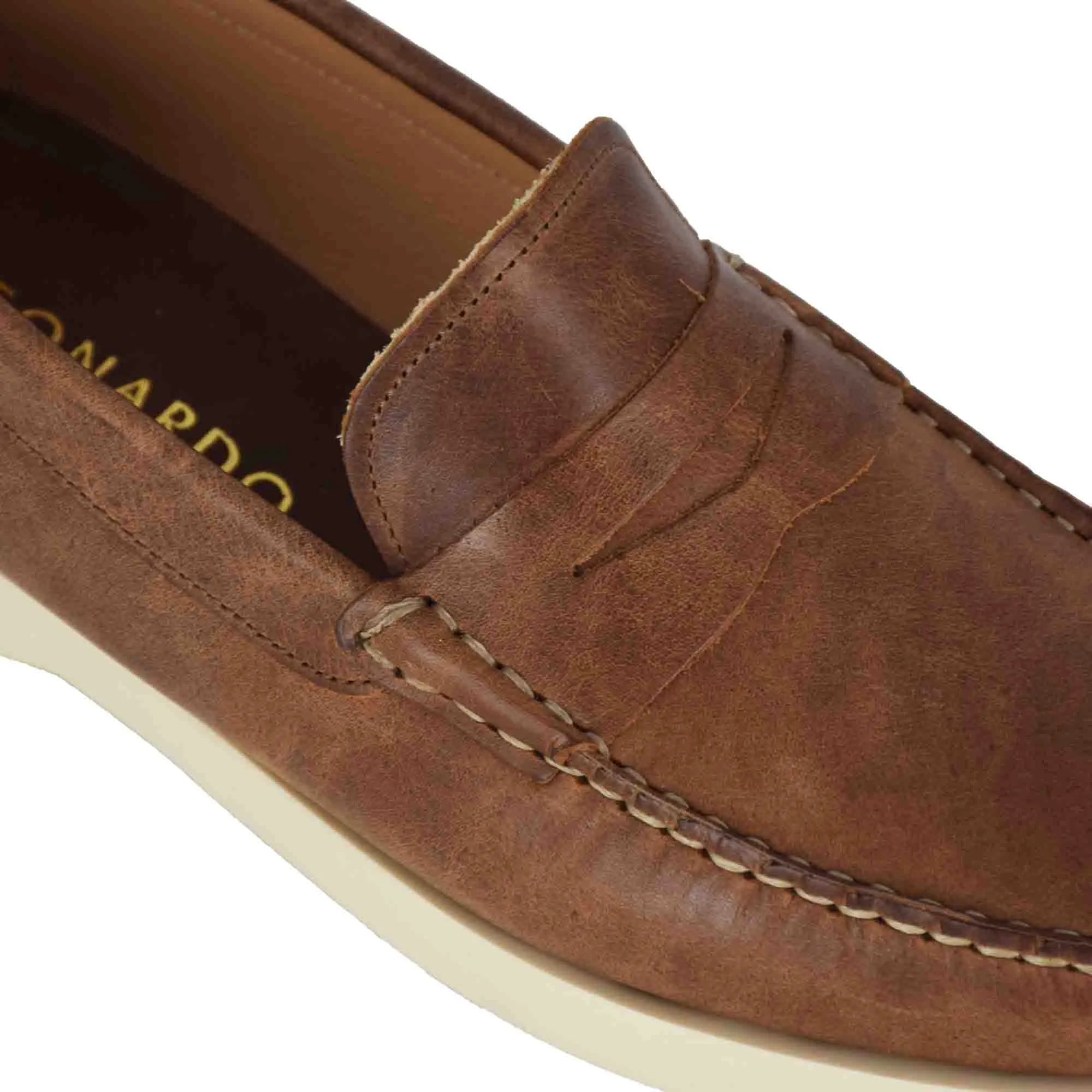 Mocassino da uomo casual da barca in pelle colore marrone