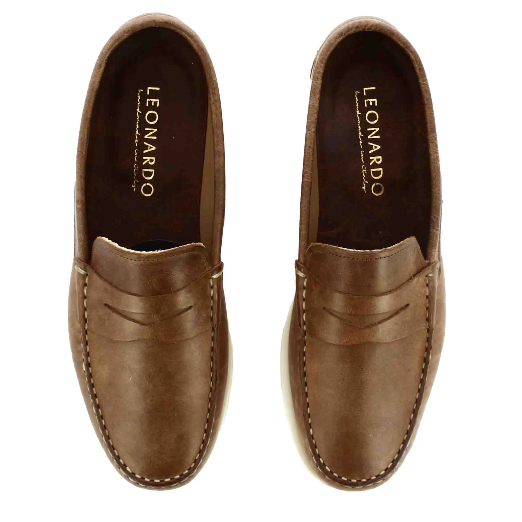 Mocassino da uomo casual da barca in pelle colore marrone