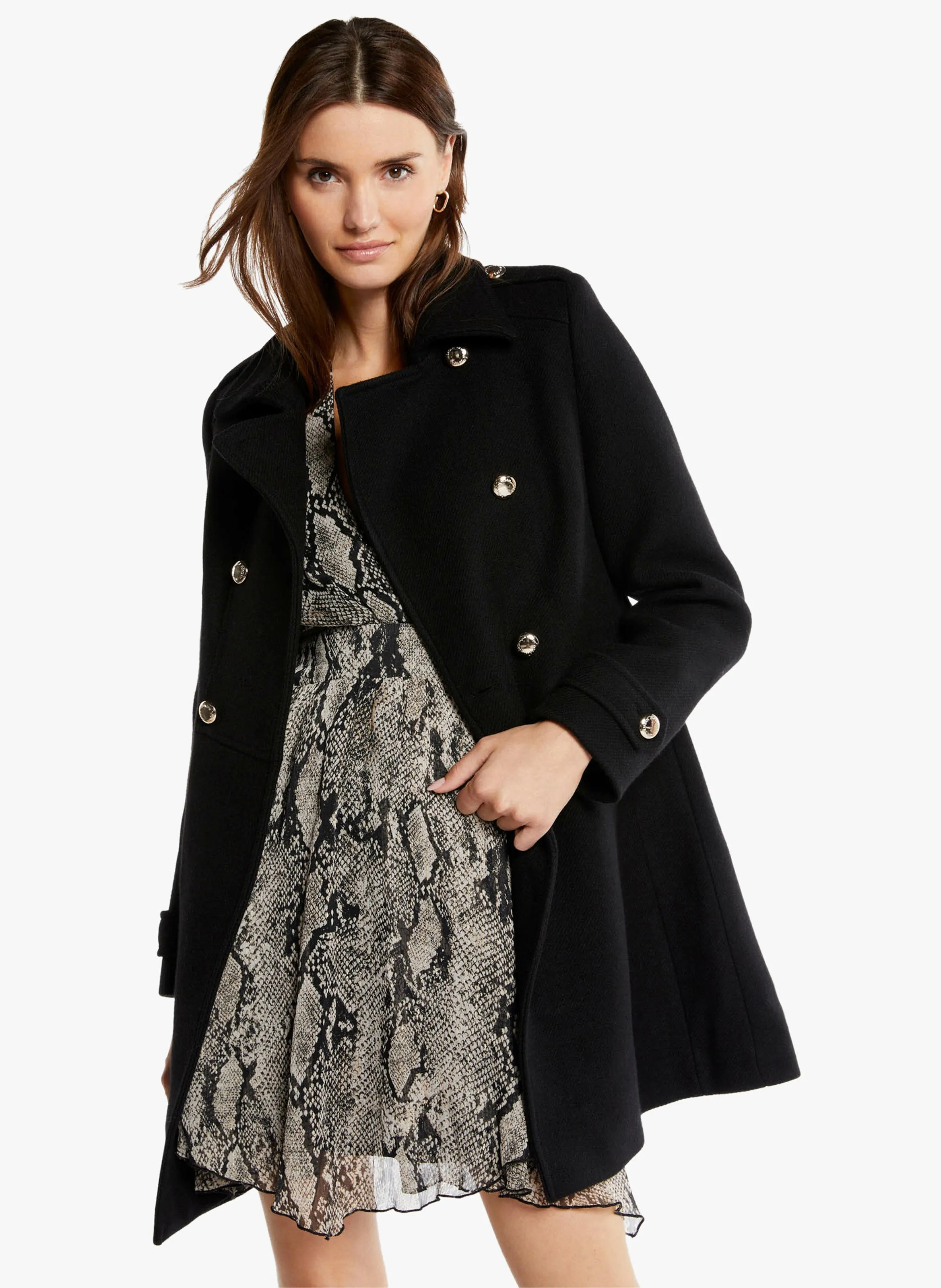  MORGAN   GABY.F - Cappotto dritto collo classico in misto lana | Nero