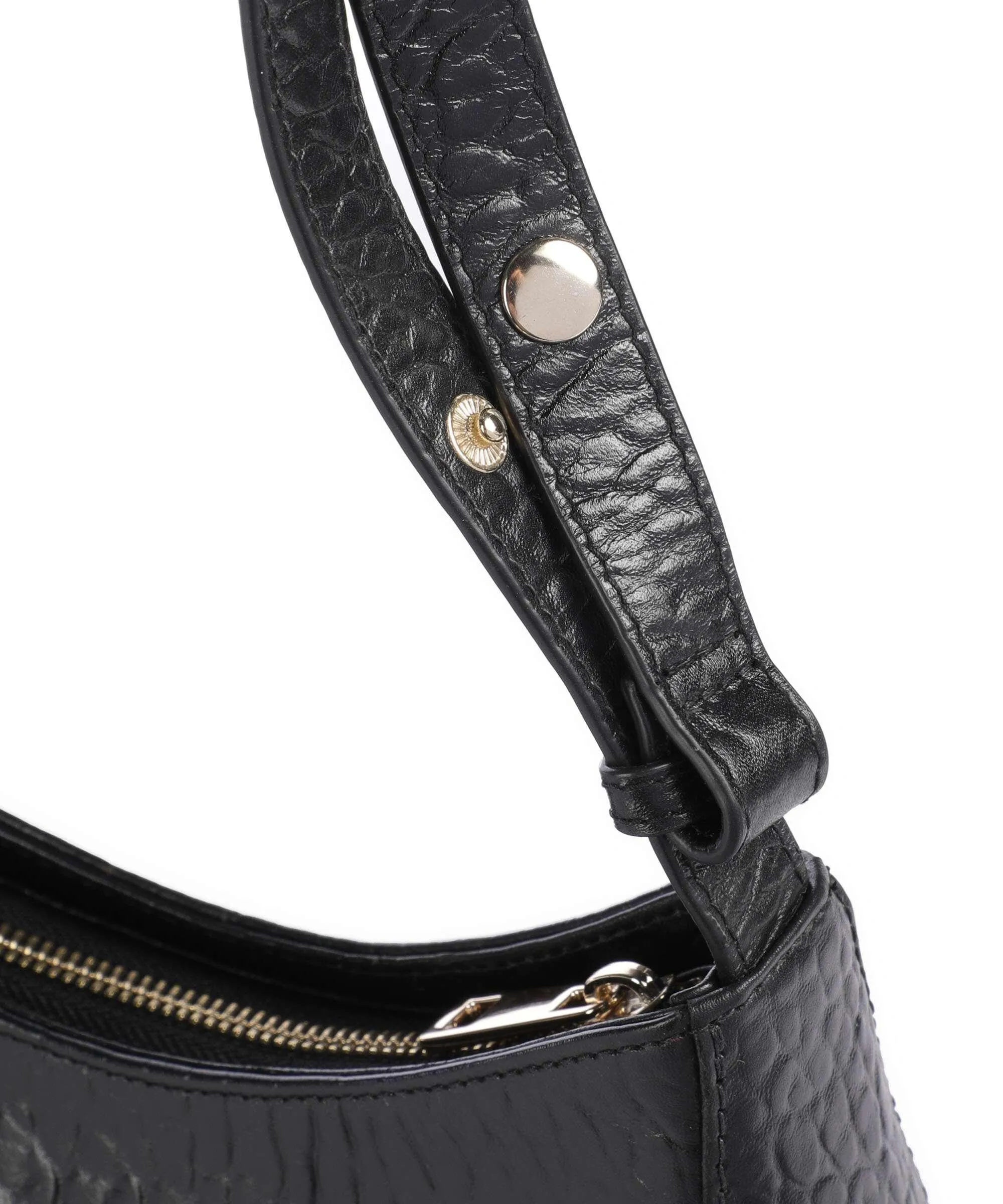  Núnoo New Zealand Apollo 2 Eyelet Borsa a spalla pelle in rilievo nero  