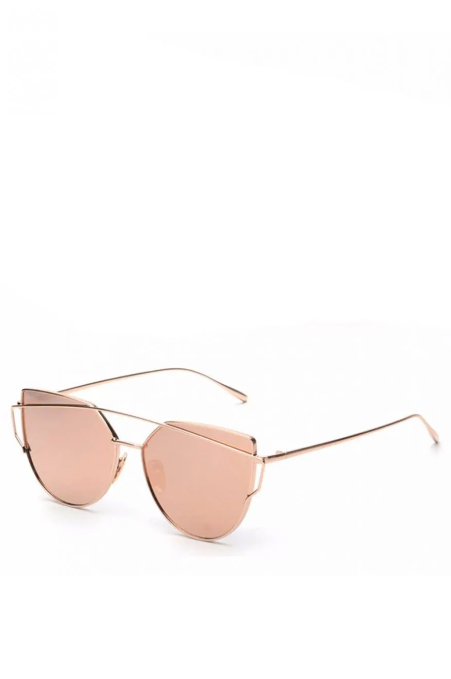 Occhiali da sole metallici Oro con lenti rosa