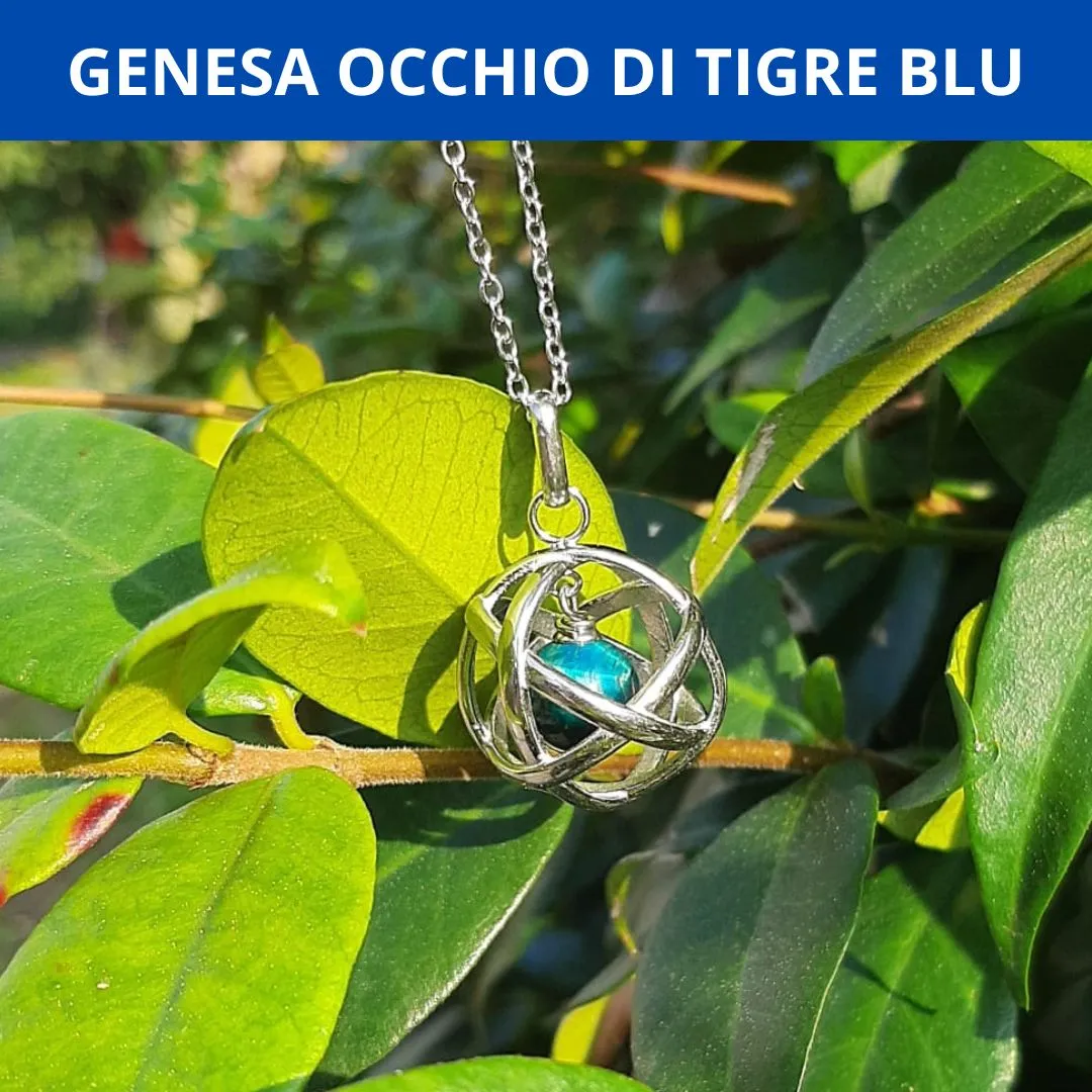OCCHIO DI TIGRE BLU - Ciondolo Genesa in acciaio inossidabile