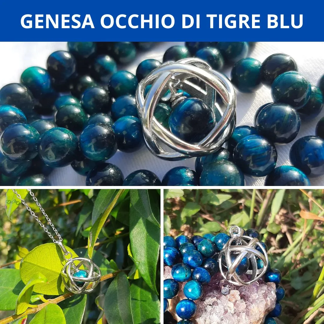 OCCHIO DI TIGRE BLU - Ciondolo Genesa in acciaio inossidabile