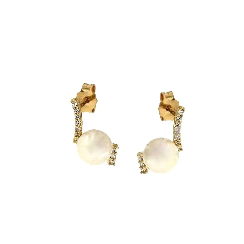 ORECCHINI IN ORO GIALLO 18 KT CON PERLE E ZIRCONI BIANCHI