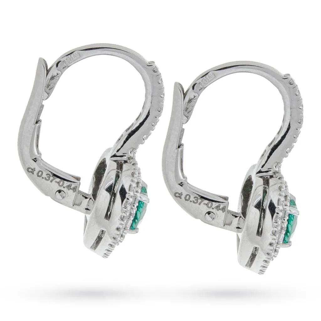 Orecchini oro bianco smeraldi cuori 0,37ct diamanti 0,44ct Mirco Visconti