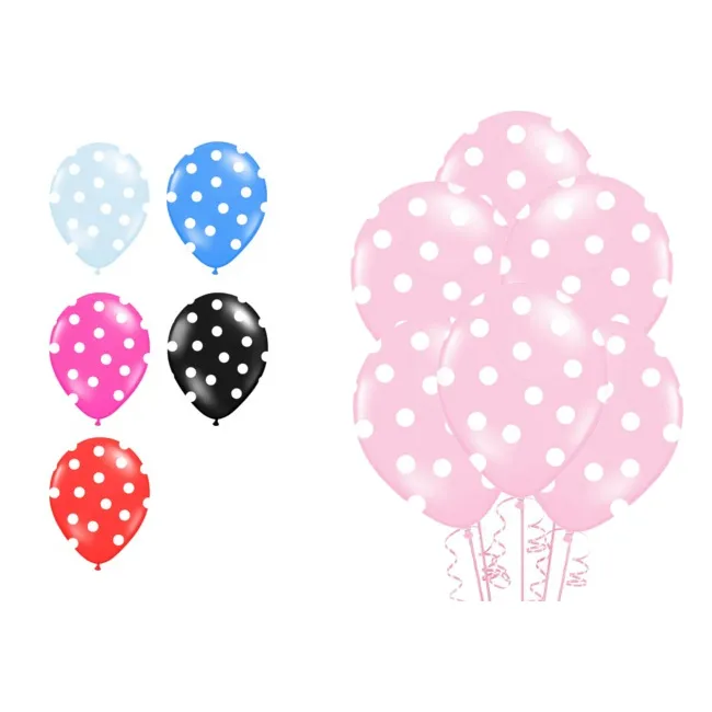 Palloncini in lattice con puntini bianchi 30 cm - PartyDeco - 50 pezzi