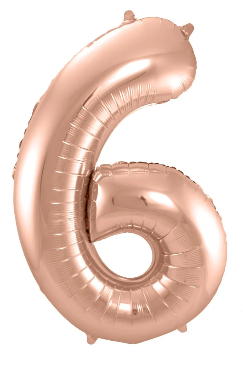 Palloncino Foil numero 6 in oro rosa 86 cm