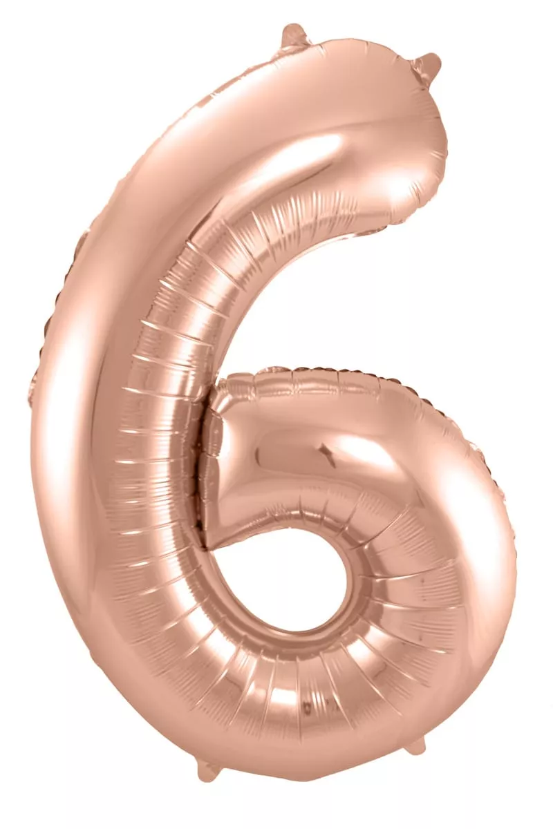 Palloncino Foil numero 6 in oro rosa 86 cm