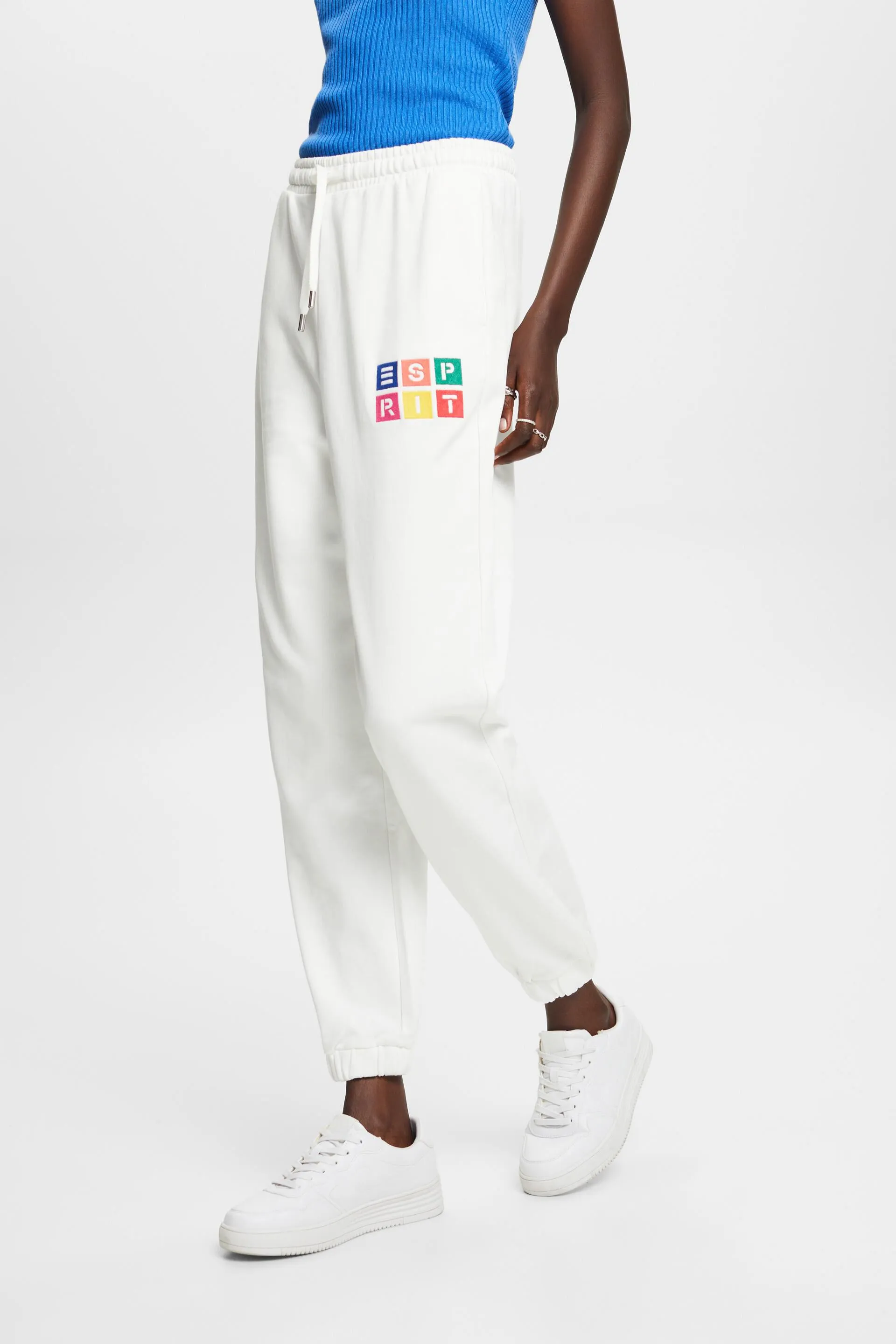 Pantaloni sportivi con logo ricamato in cotone biologico
