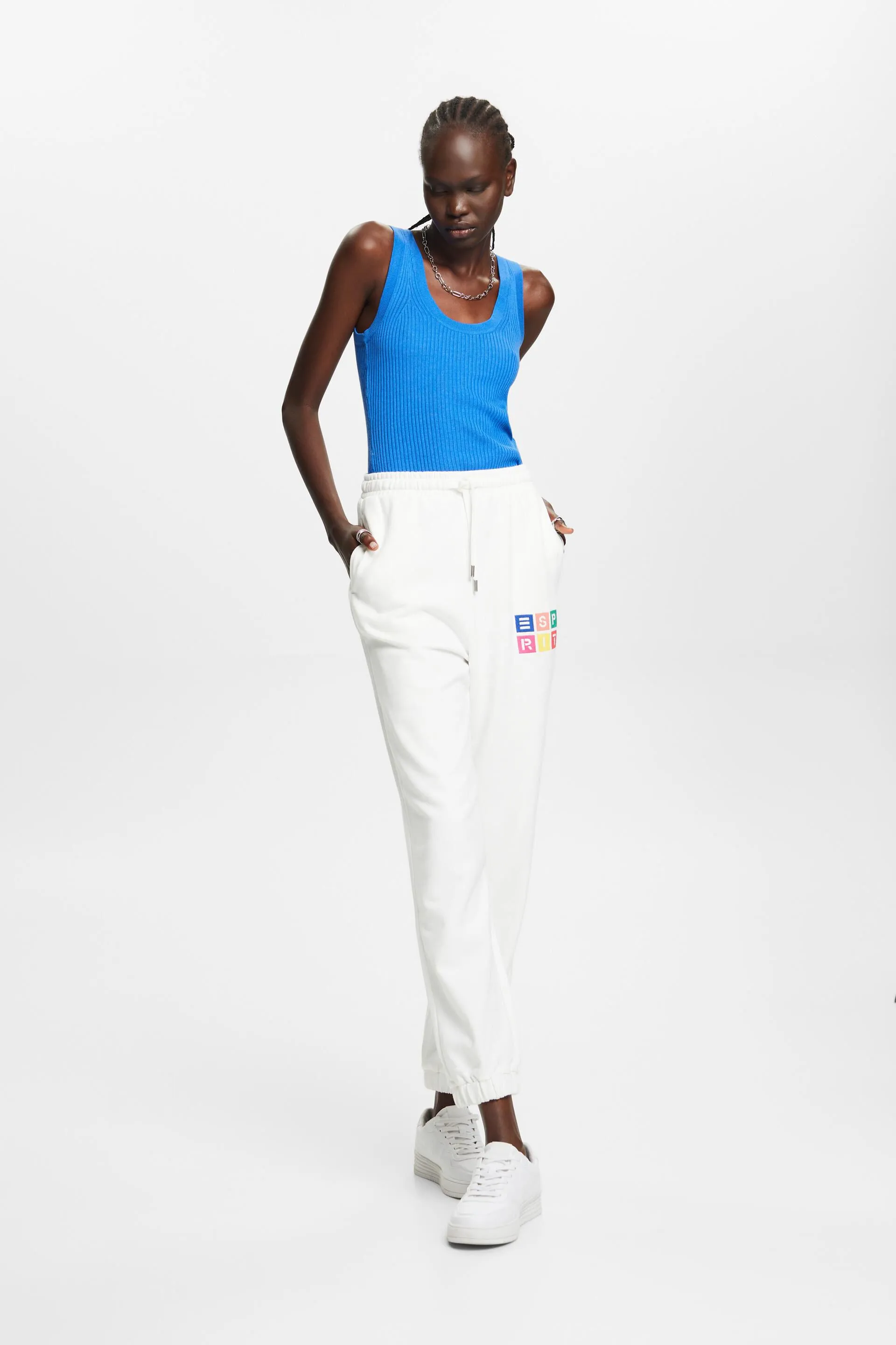 Pantaloni sportivi con logo ricamato in cotone biologico