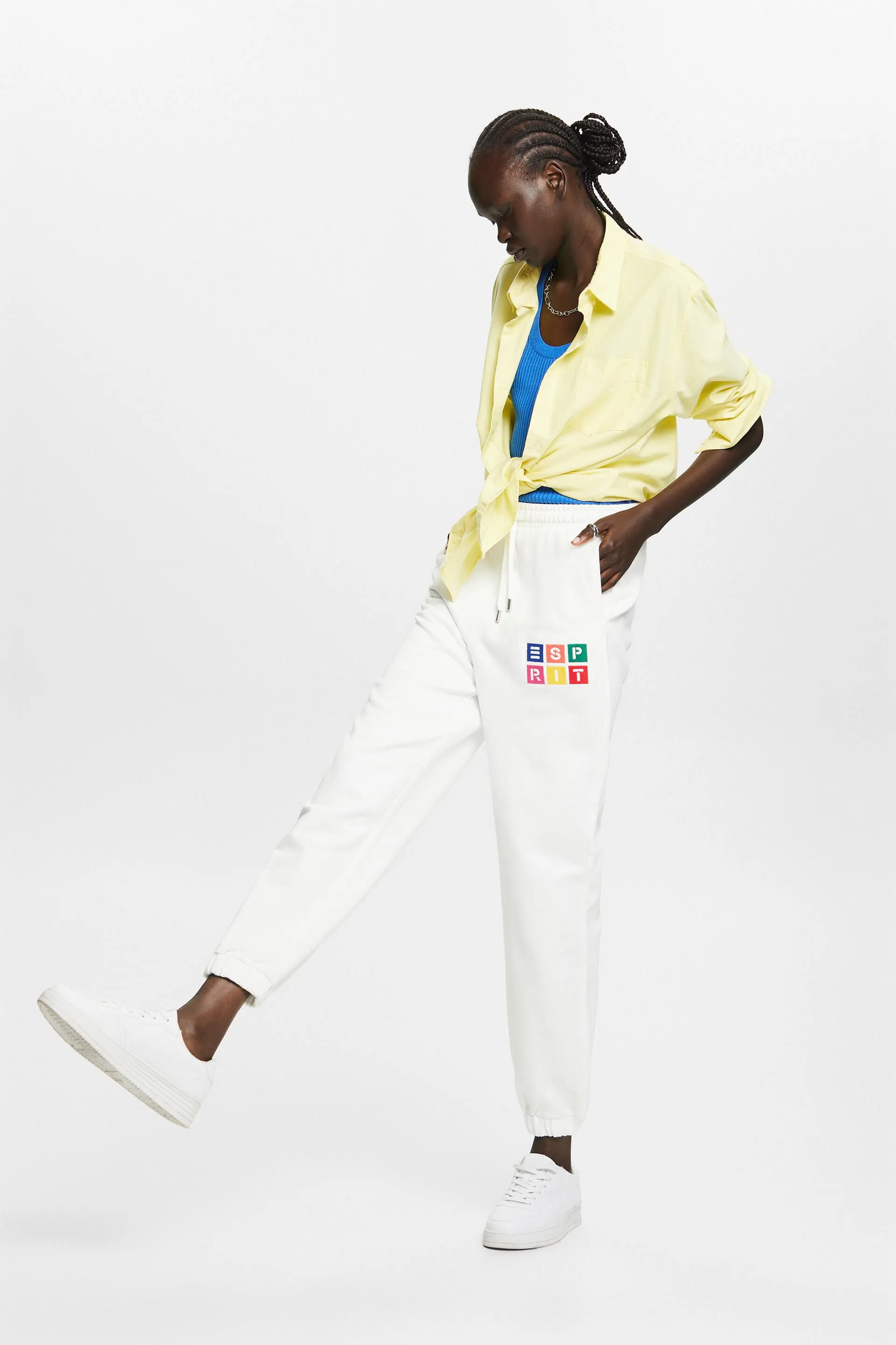 Pantaloni sportivi con logo ricamato in cotone biologico