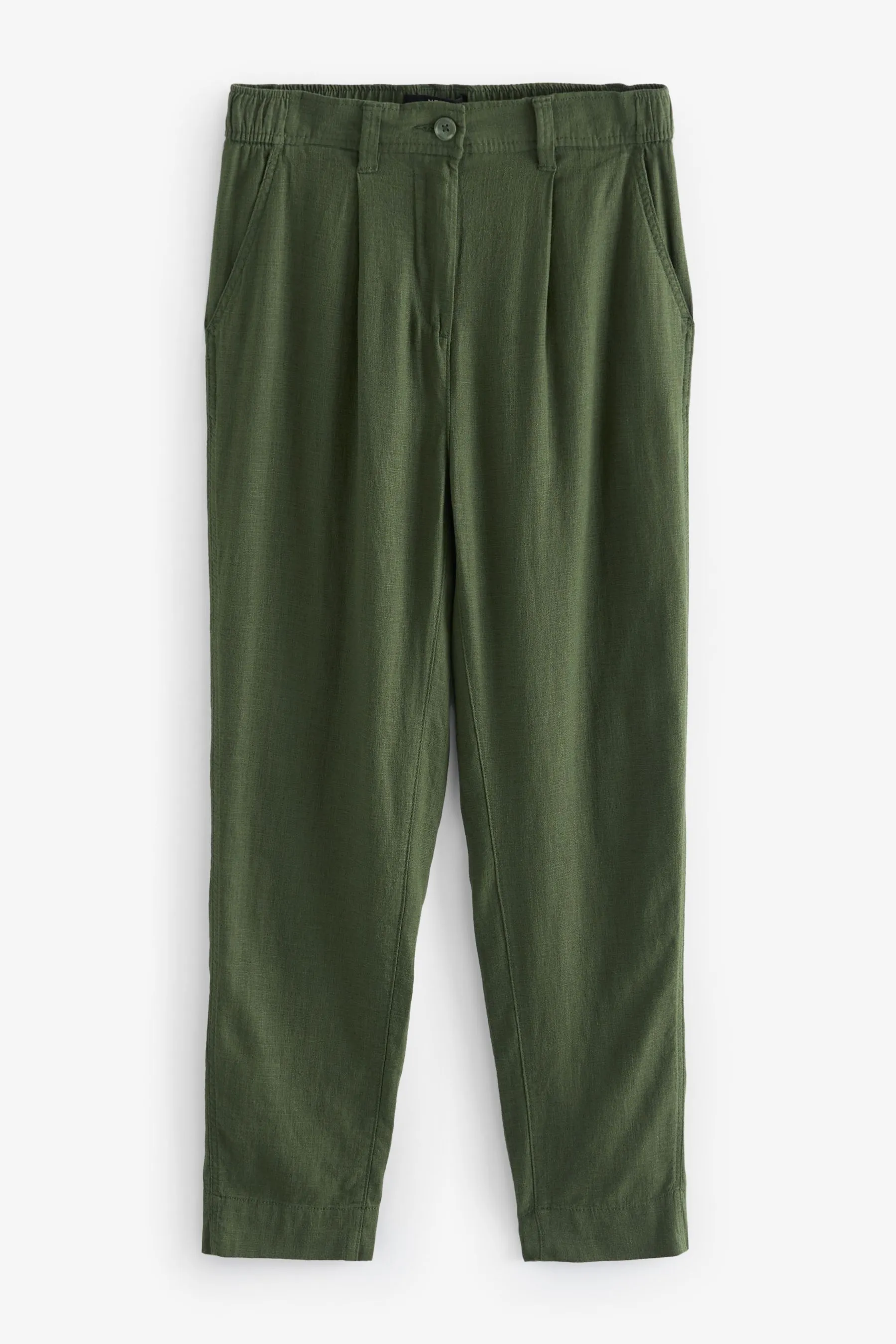 Pantaloni stretti in fondo in misto lino