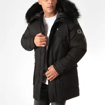 Parka Antartic nero con pelliccia riscaldata