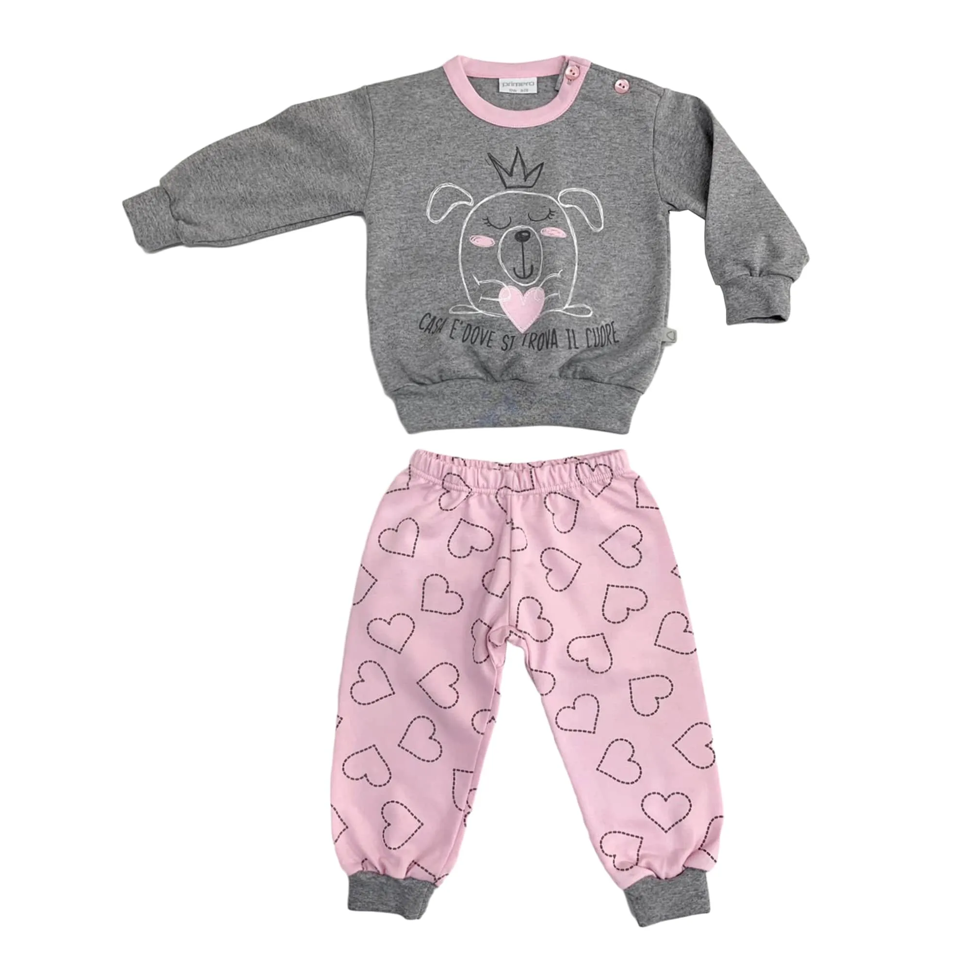 Pigiama invernale caldo cotone neonato bambina stampato Felpa spalla aperta 3805