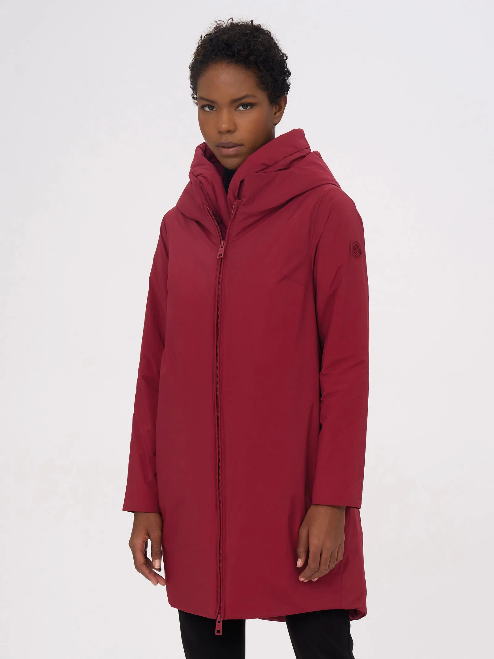 Piumerino - Parka lungo imbottito in lana con cappuccio - Tibetan Red