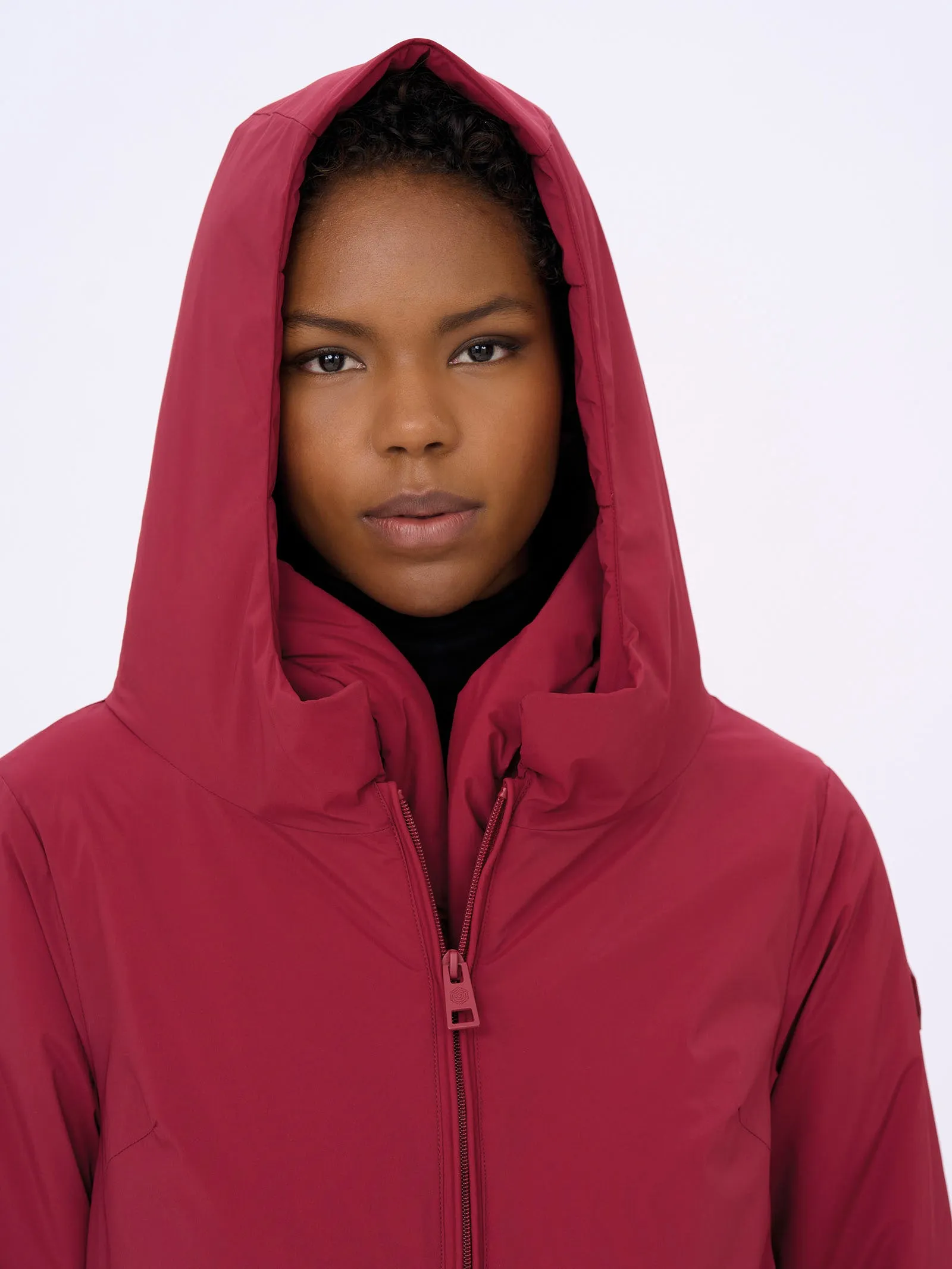 Piumerino - Parka lungo imbottito in lana con cappuccio - Tibetan Red