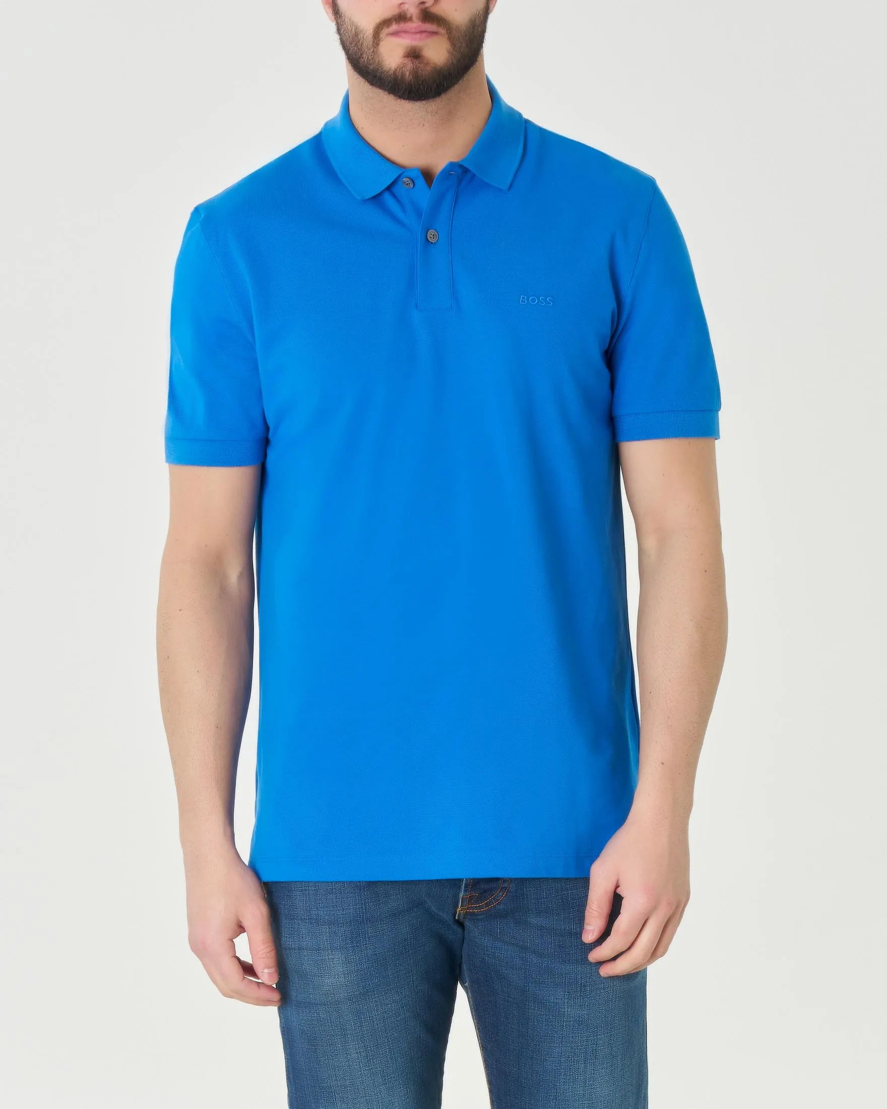 Polo Pallas blu royal mezza manica in puro piquè di cotone tinta unita