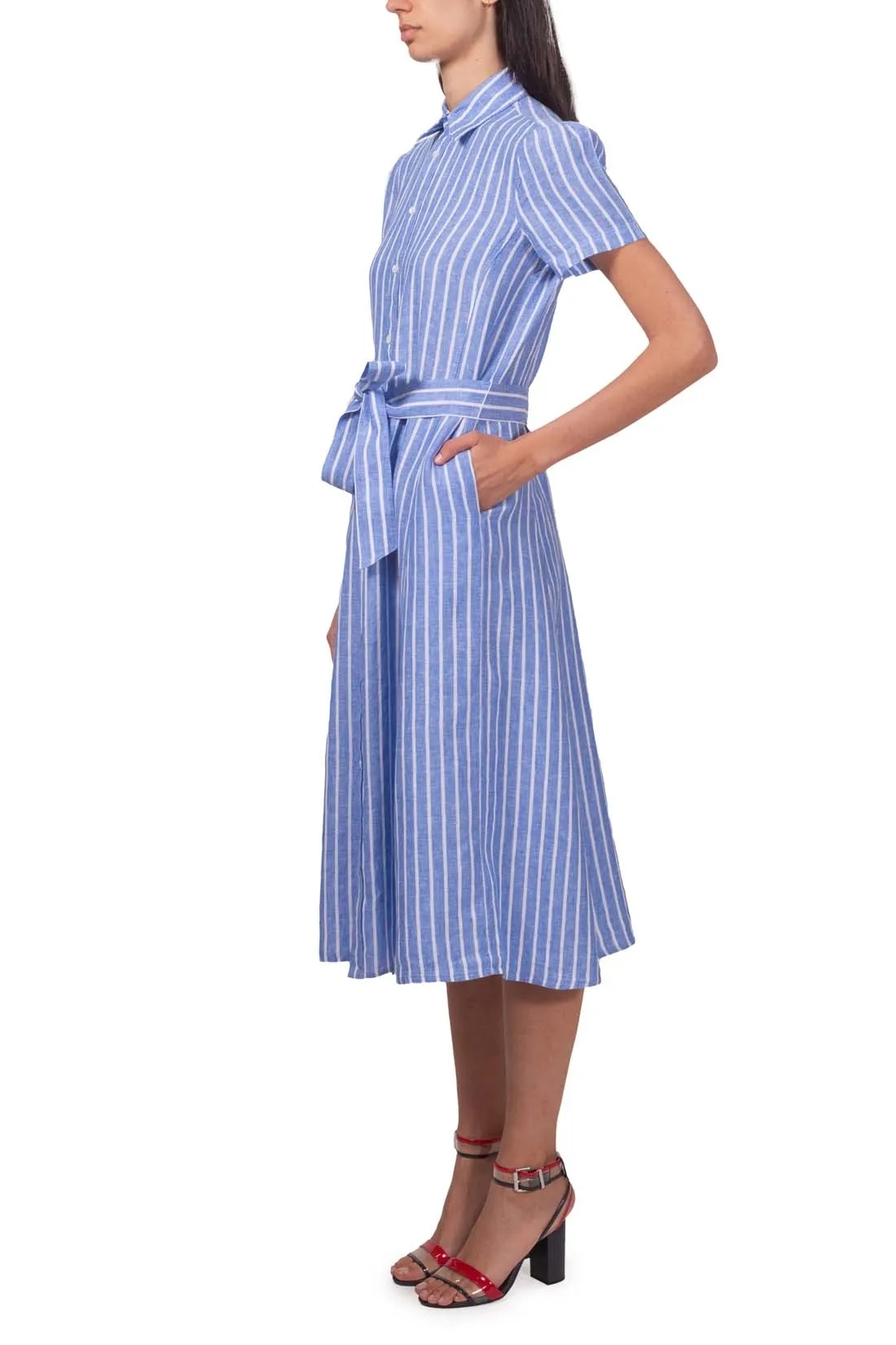 POLO RALPH LAUREN Abito chemisier donna in lino a righe