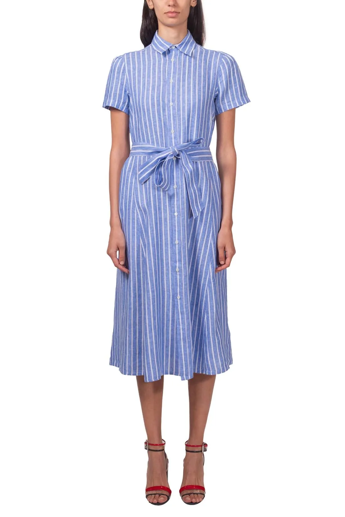 POLO RALPH LAUREN Abito chemisier donna in lino a righe