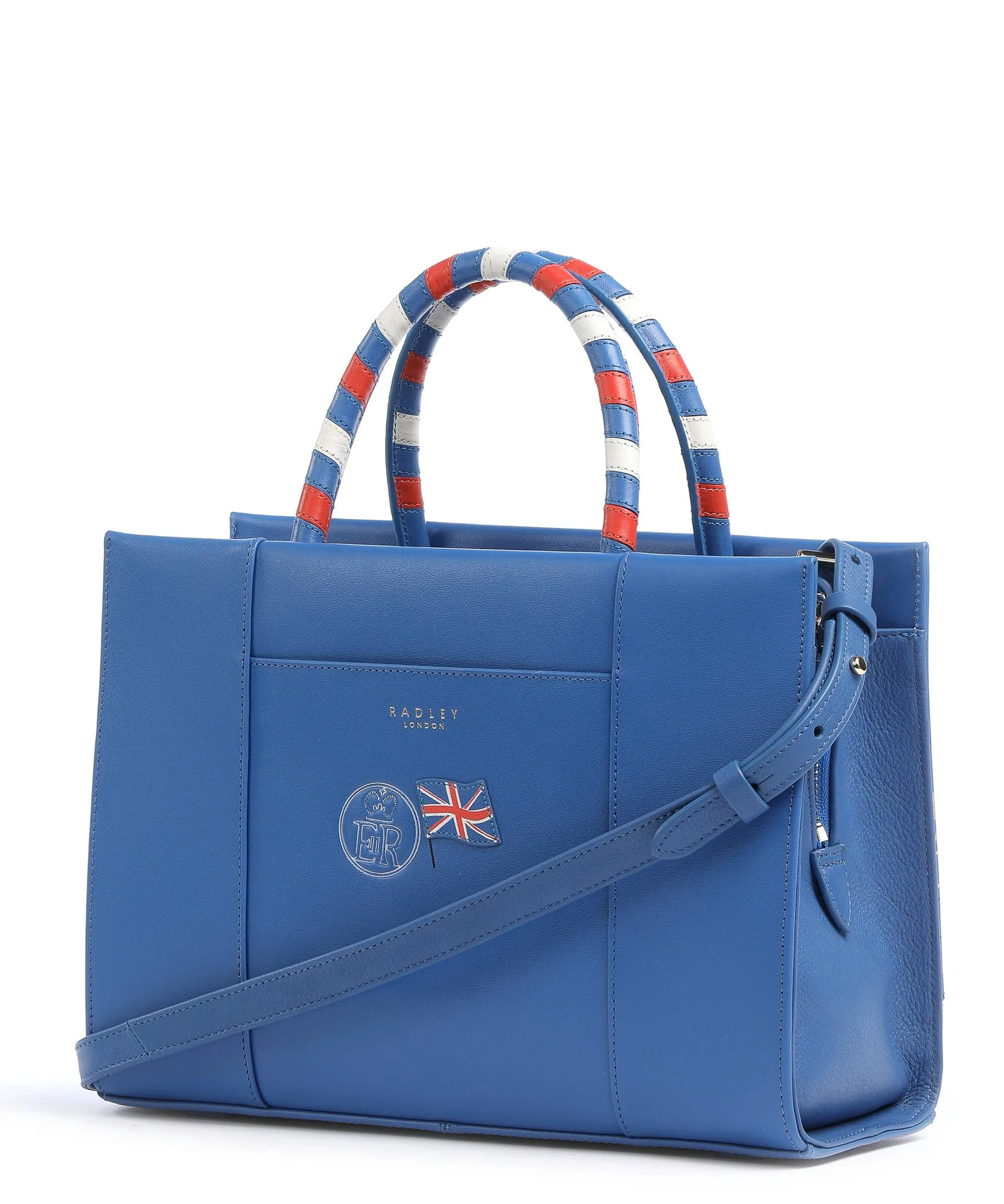  Radley London Queens Jubilee Borsa a mano pelle a grana fine blu royal  