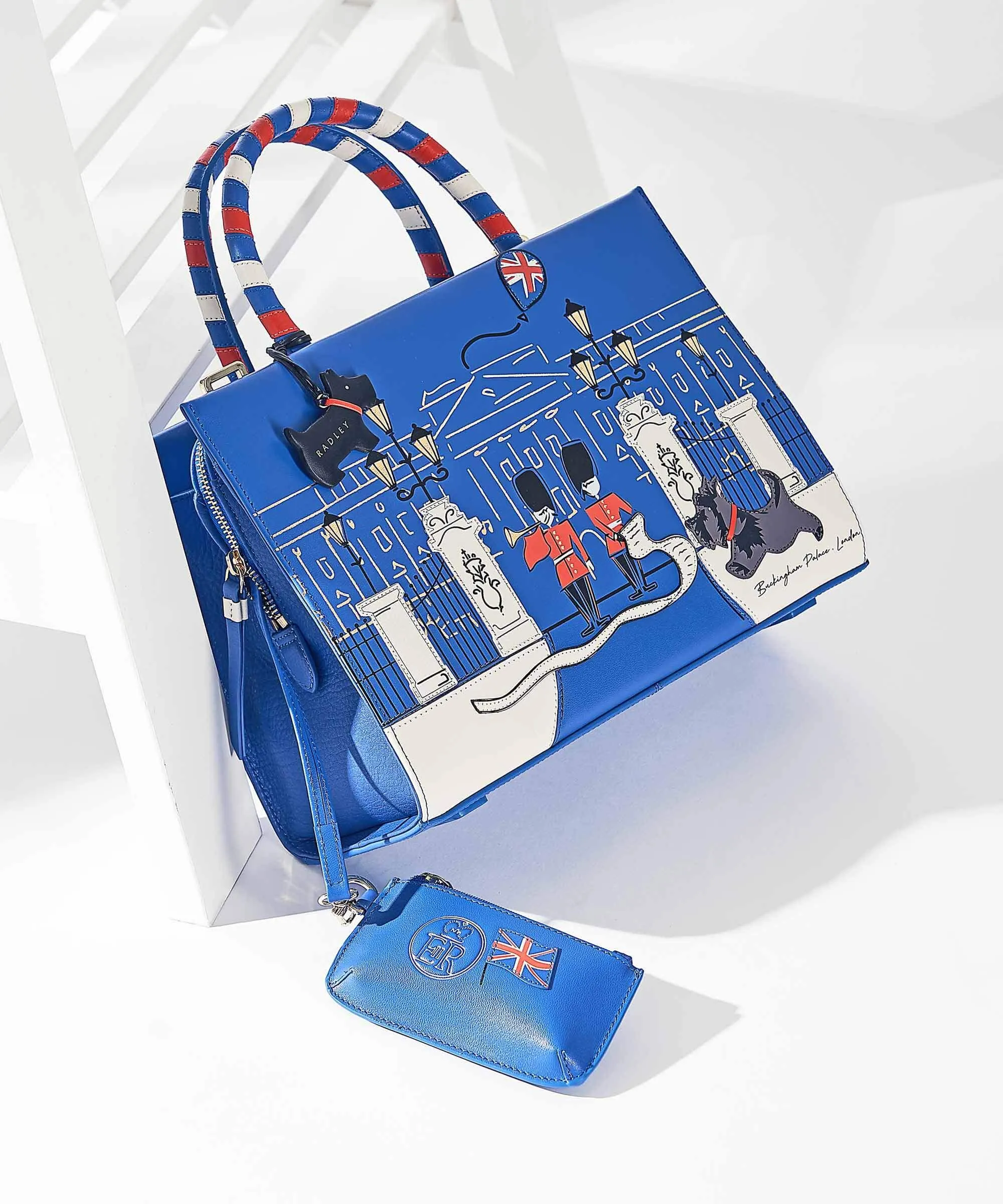  Radley London Queens Jubilee Borsa a mano pelle a grana fine blu royal  