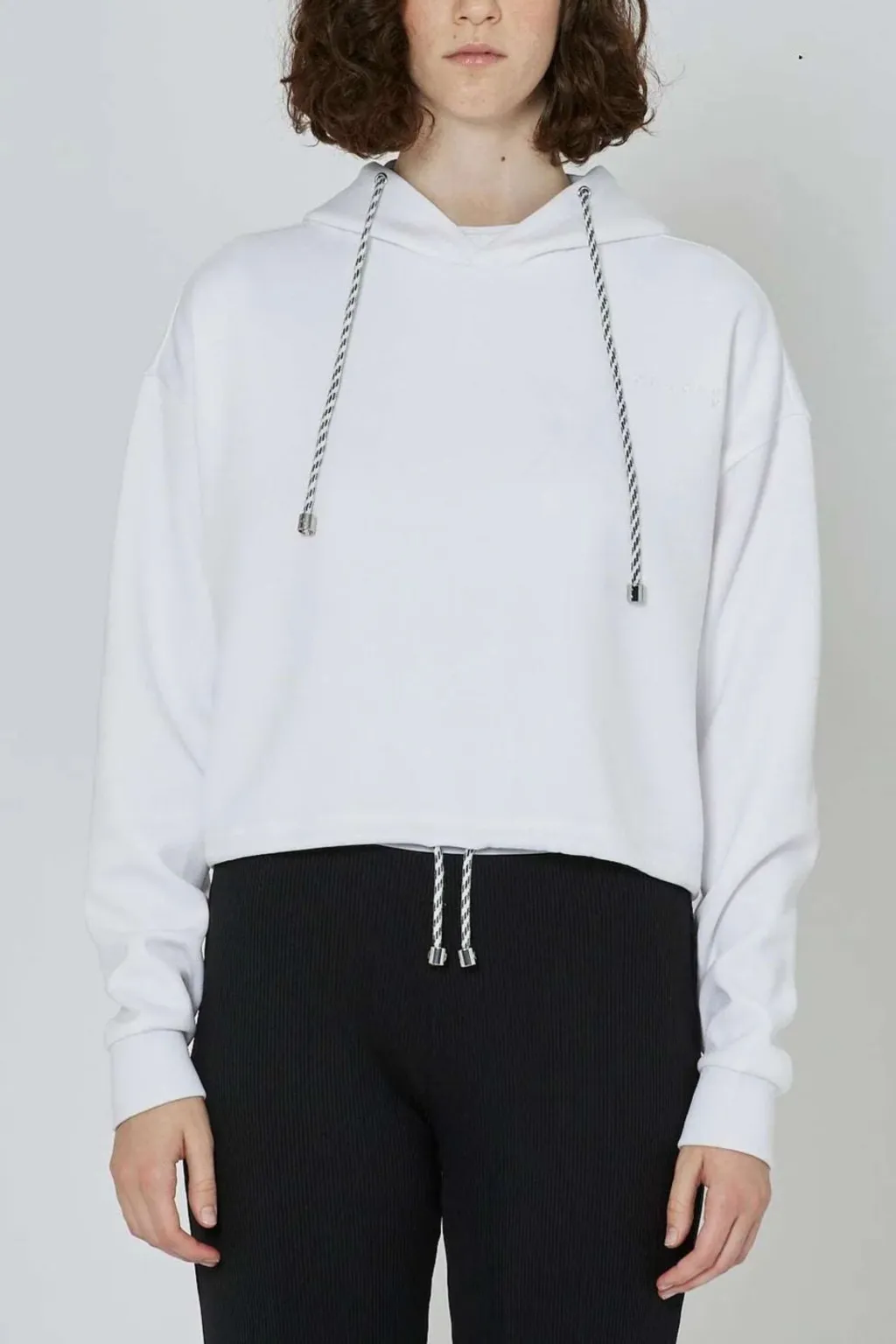 RICHMOND FELPA CON CAPPUCCIO E LOGO RICAMATO TONE SUR TONE WITRE BIANCO