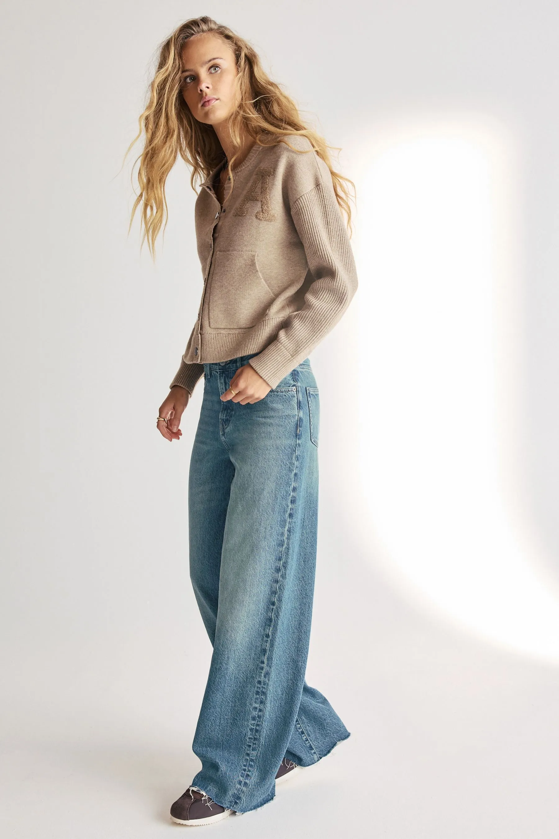 Rigid Wide Leg 100% Cotton Jeans    