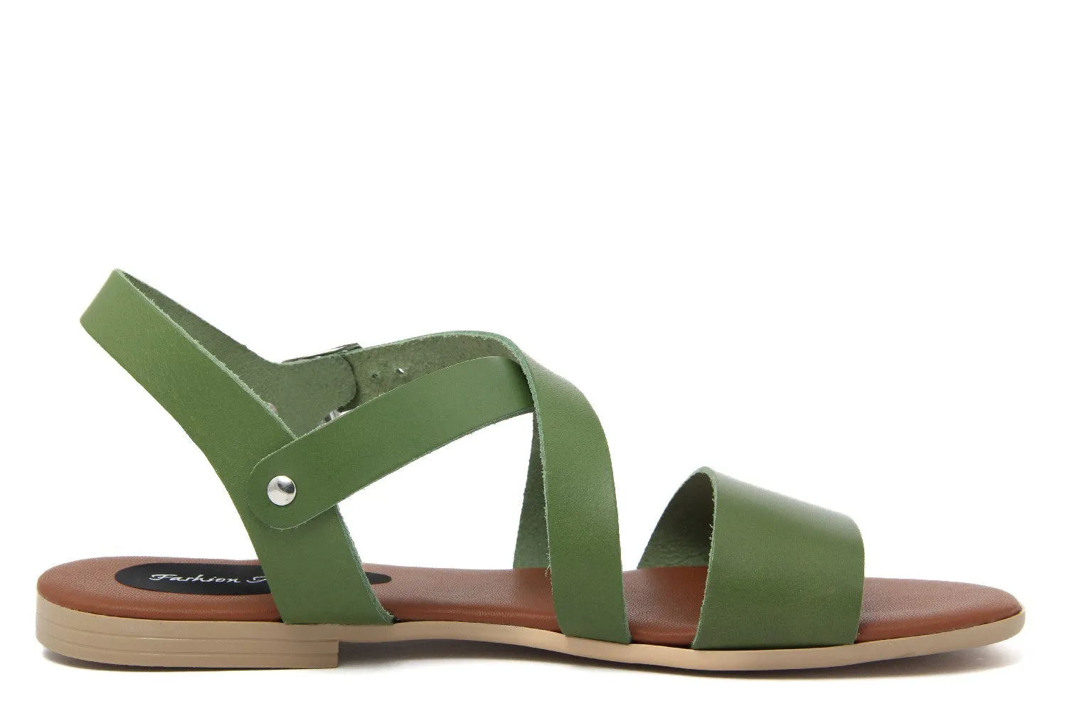 Sandali Flat Made in Italy in pelle colore Verde