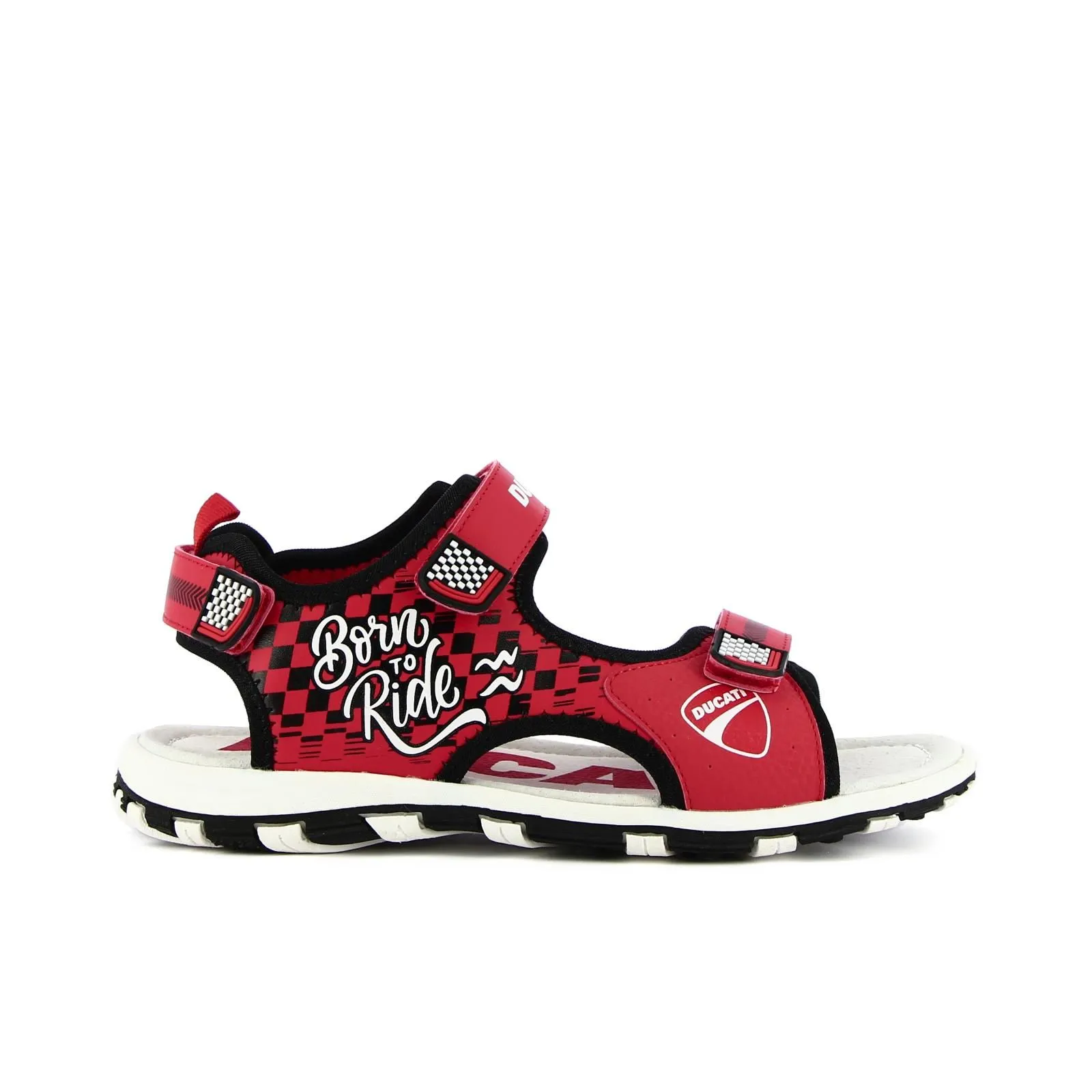 Sandali rossi da ragazzo con velcro e logo