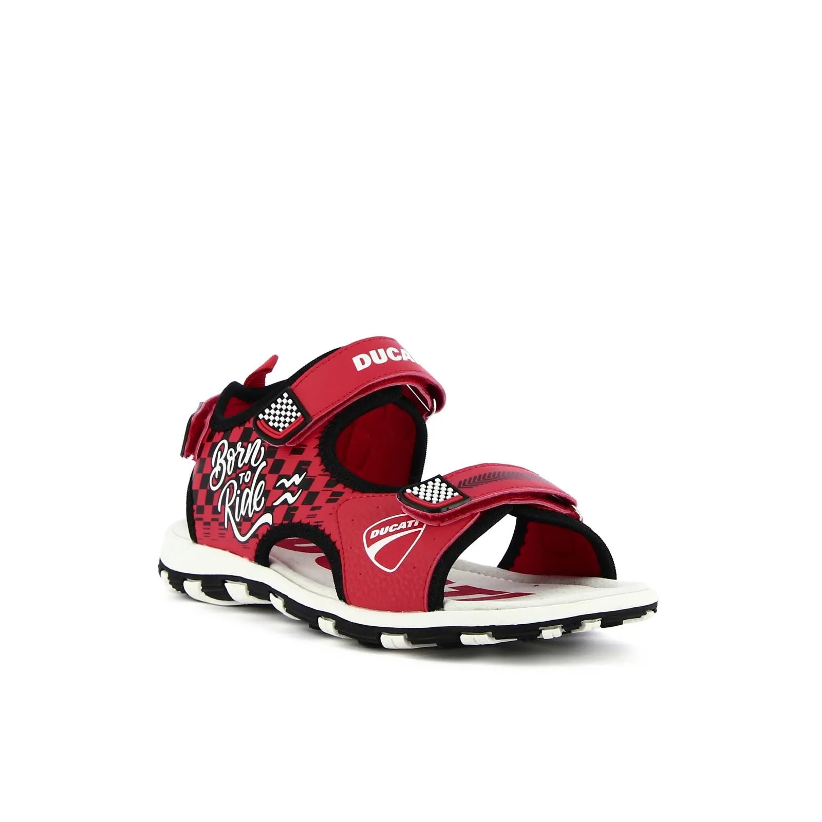 Sandali rossi da ragazzo con velcro e logo
