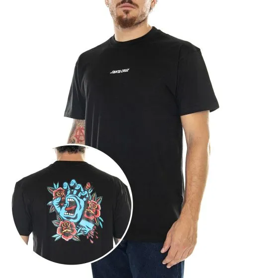 Santa Cruz Screaming Flash Center T-Shirt Black - Maglietta Girocollo Uomo Nera    