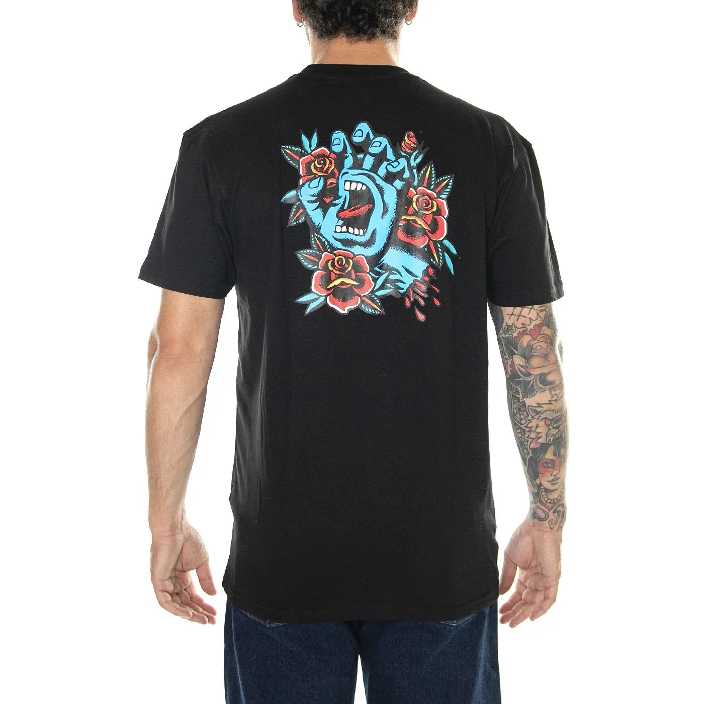 Santa Cruz Screaming Flash Center T-Shirt Black - Maglietta Girocollo Uomo Nera    