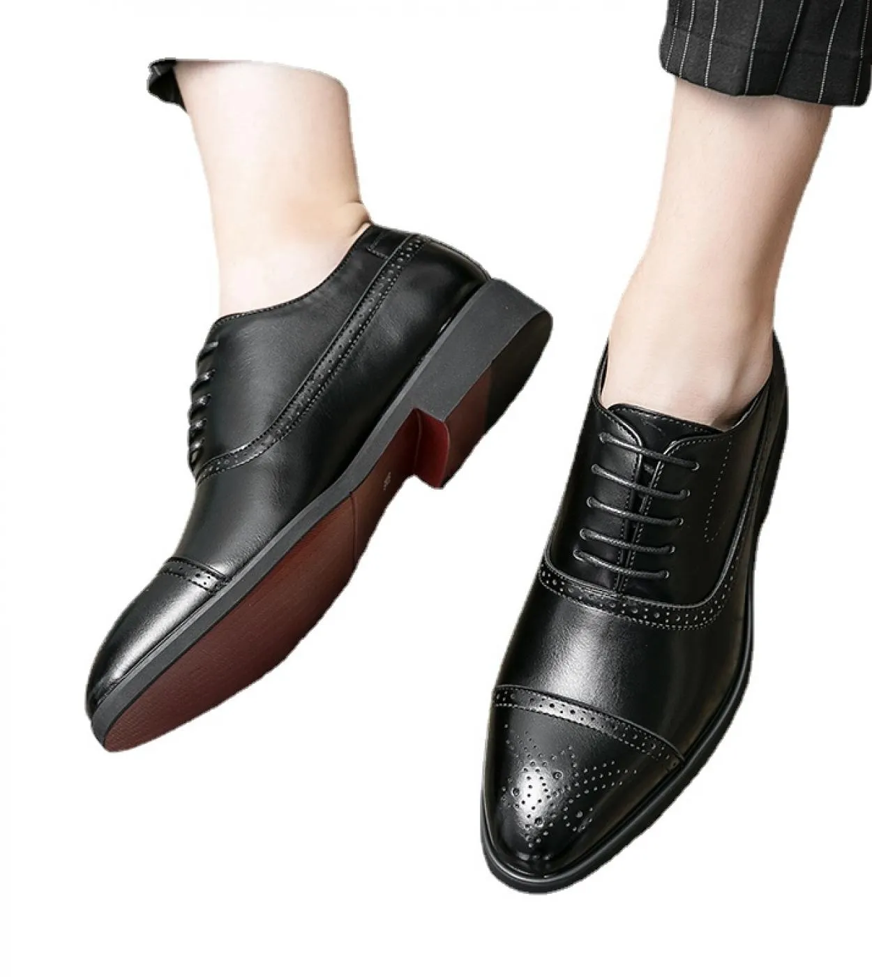 Scarpe brogue con suola rossa da uomo marrone nero punta tonda stringate scarpe da sposa scarpe da uomo daffari spedizione grat
