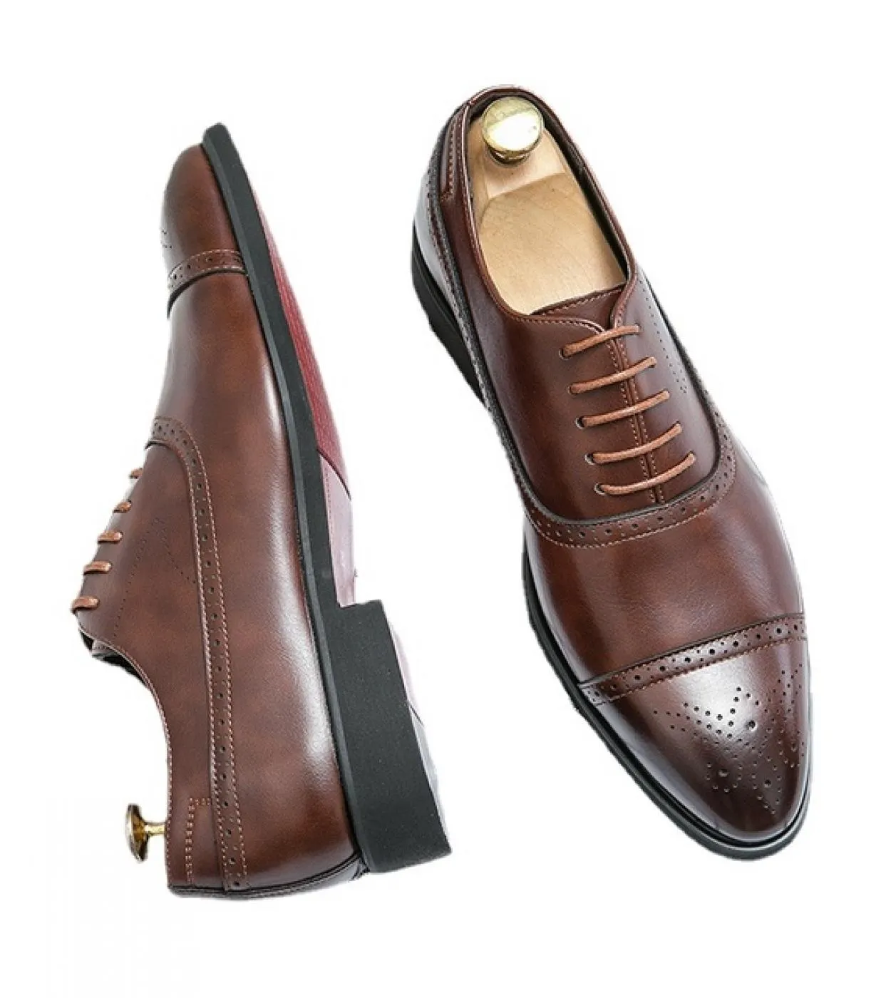 Scarpe brogue con suola rossa da uomo marrone nero punta tonda stringate scarpe da sposa scarpe da uomo daffari spedizione grat