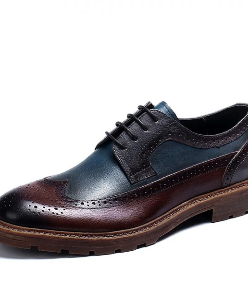Scarpe Brogue Uomo Scarpe Eleganti da Uomo Italiane Vera Pelle Punta Rotonda Moda Casual Scarpe da Ufficio Matrimonio Fatto a Ma