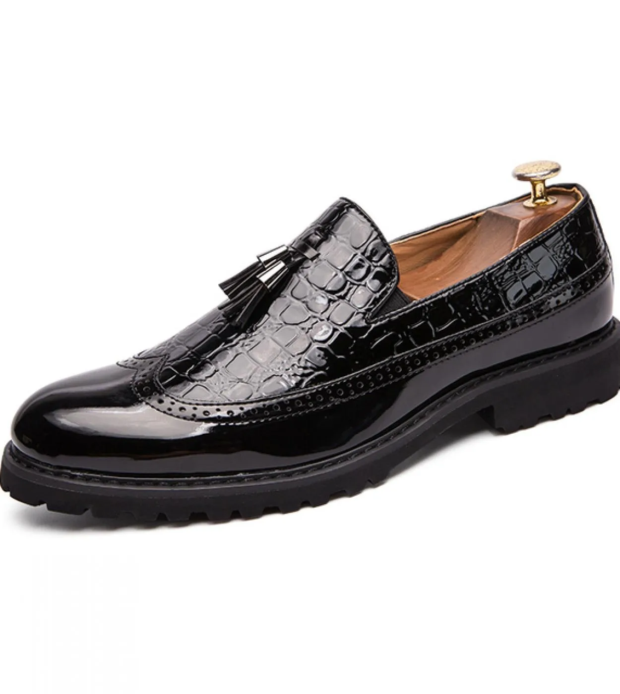 Scarpe da uomo alla moda Scarpe eleganti da uomo Scarpe oxford casual da uomo Mocassini con nappe in pelle verniciata Appartamen
