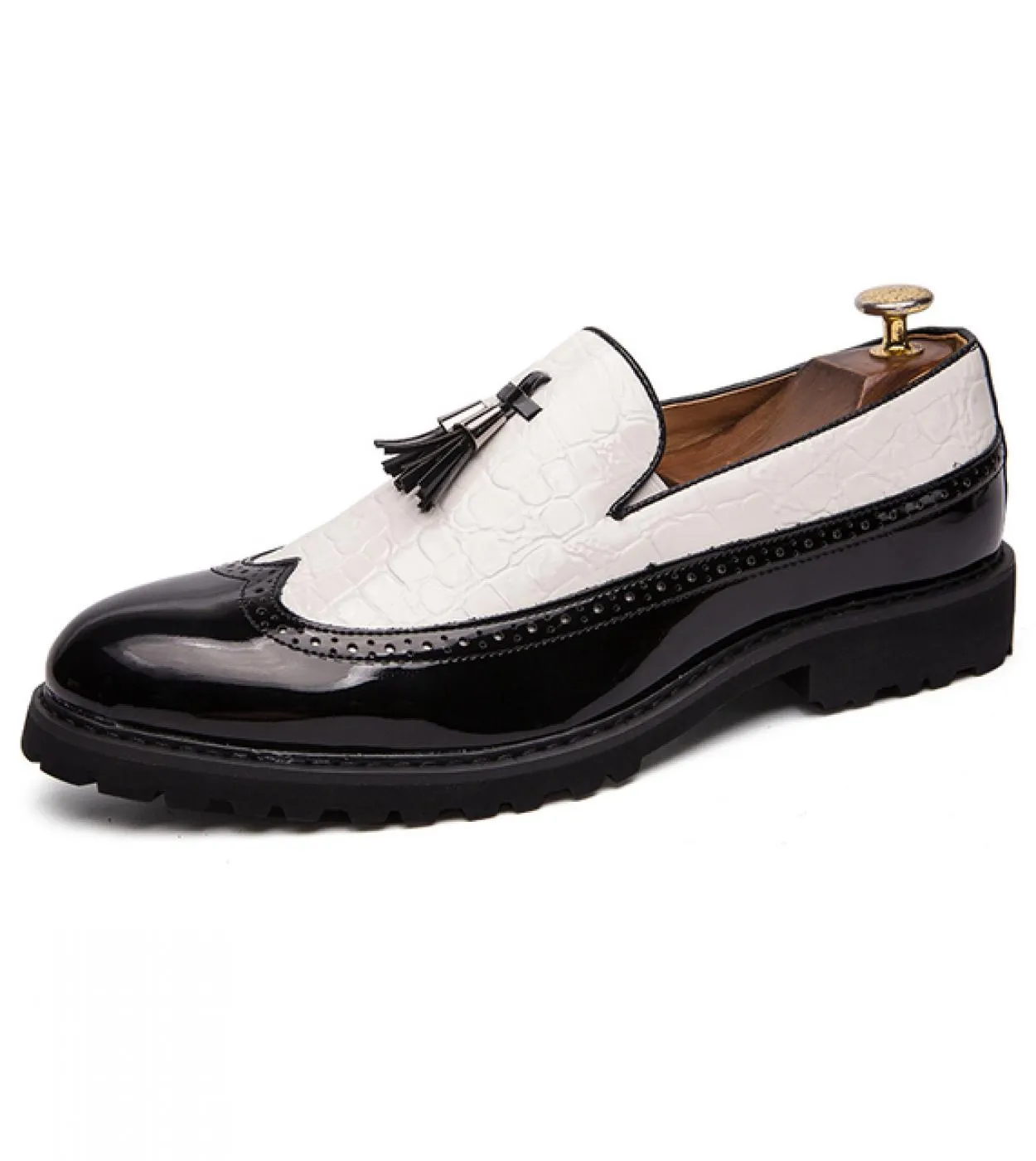 Scarpe da uomo alla moda Scarpe eleganti da uomo Scarpe oxford casual da uomo Mocassini con nappe in pelle verniciata Appartamen