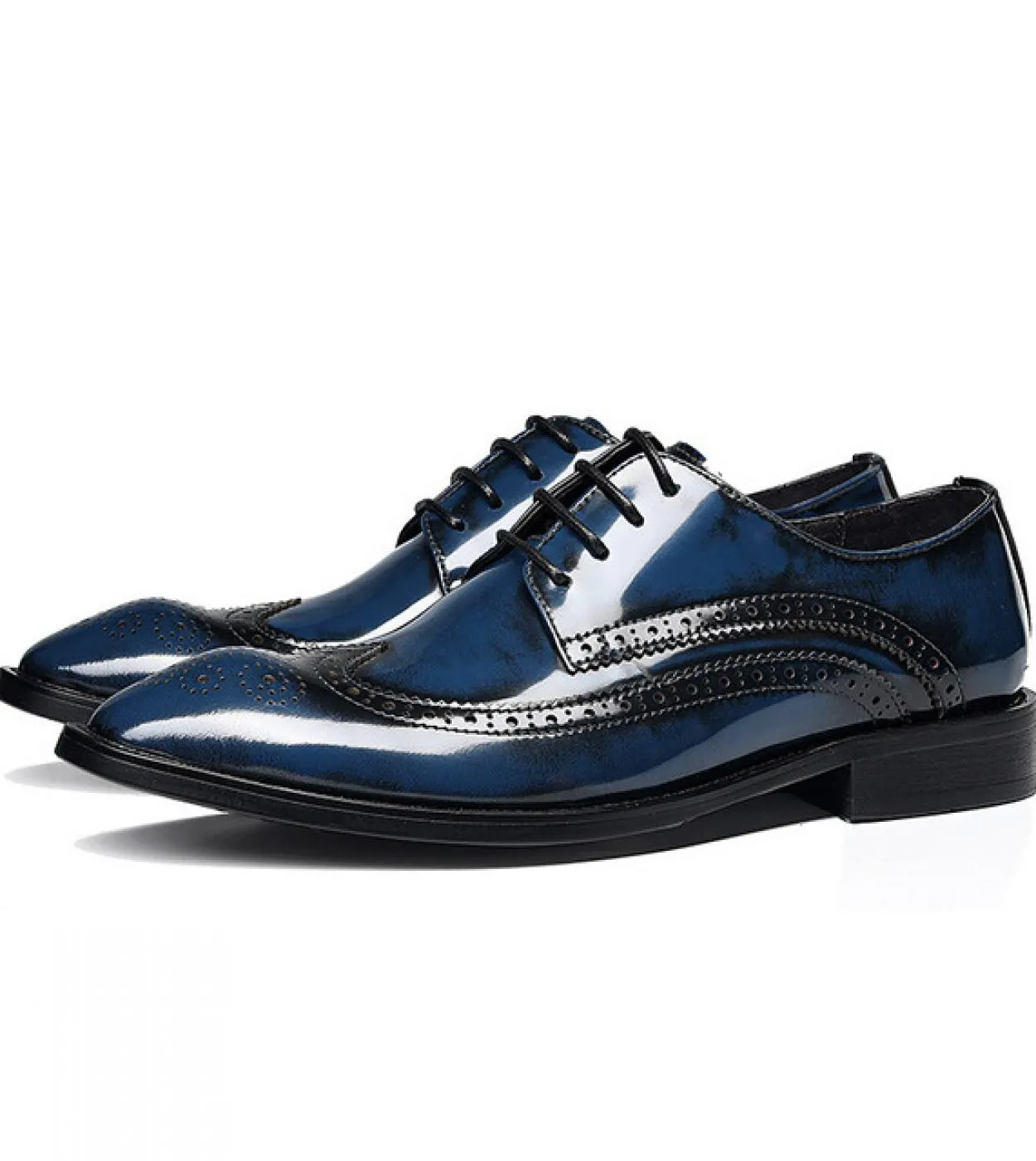 Scarpe eleganti da uomo blu nero Scarpe brogue da sposa in pelle Scarpe da uomo fatte a mano da sposa