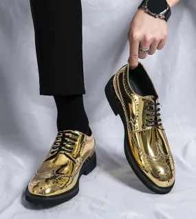 Scarpe eleganti da uomo Moda di alta qualità Scarpe formali da uomo daffari comode Scarpe lucide da uomo brogue Gold Gentleman