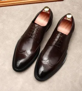 Scarpe eleganti da uomo piatte italiane Scarpe eleganti da uomo in vera pelle di lusso 2023 Scarpe brogue nere classiche estive