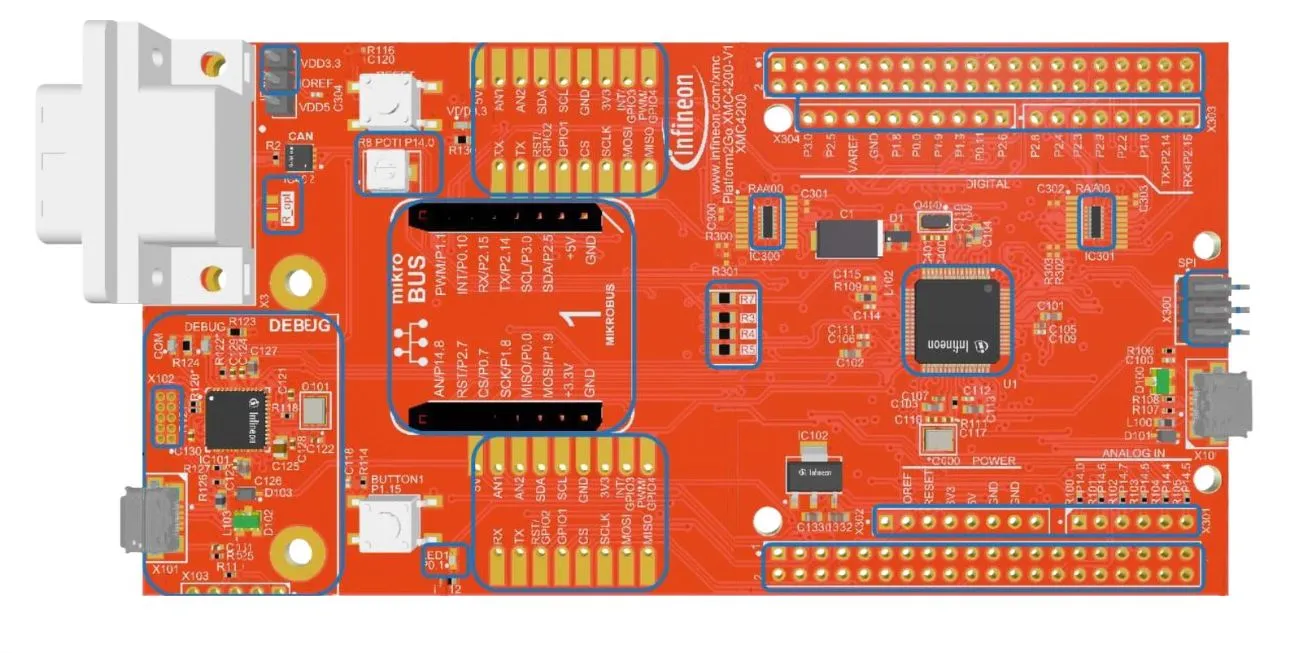 Scheda di valutazione KIT-XMC-PLT2GO-XMC4200, CPU ARM Cortex M4