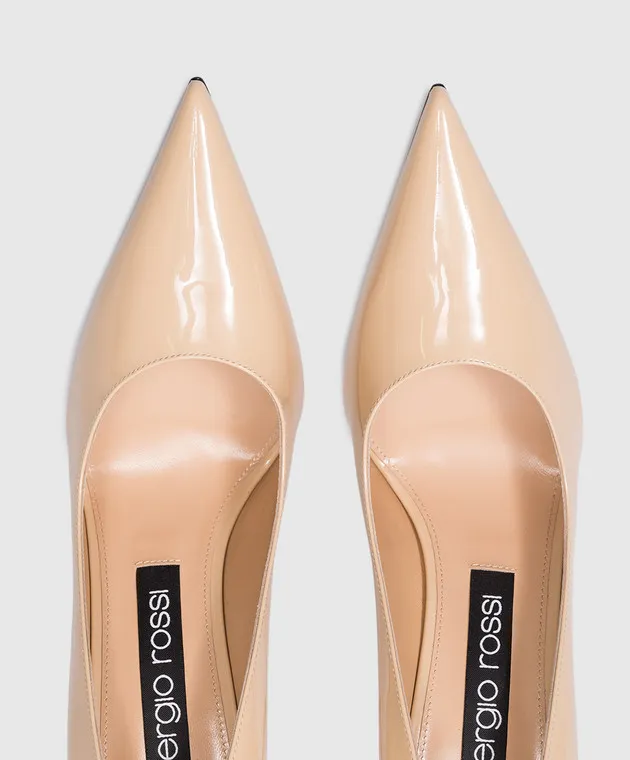 Sergio Rossi Barca Liya in vernice beige B01810MFI657
