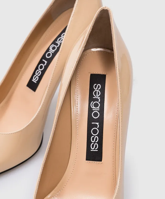 Sergio Rossi Barca Liya in vernice beige B01810MFI657