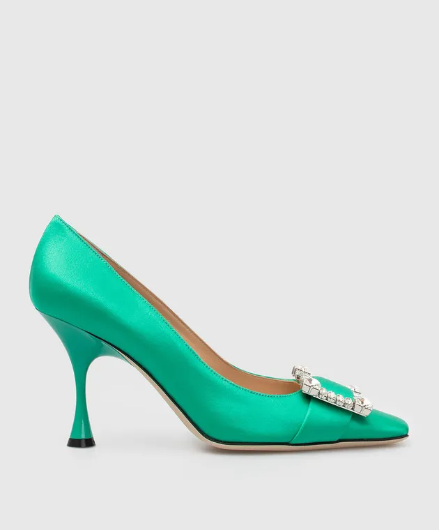 Sergio Rossi Décolleté SR Twenty di colore verde con strass A92861MTEZ02