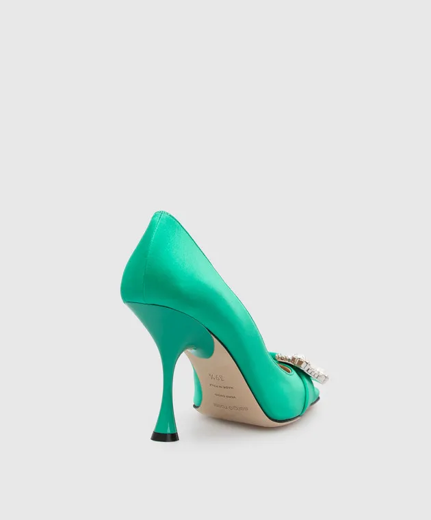 Sergio Rossi Décolleté SR Twenty di colore verde con strass A92861MTEZ02