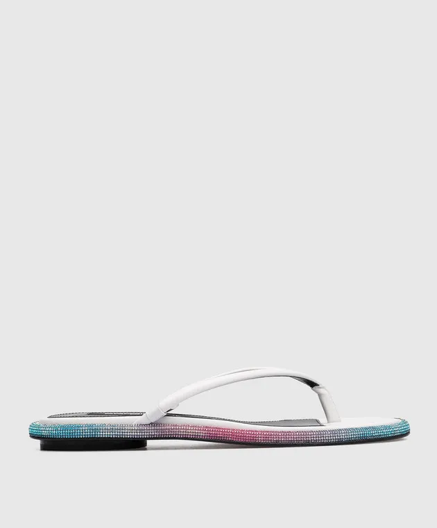 Sergio Rossi Infradito bijoux in pelle bianca con strass B02270MFN253