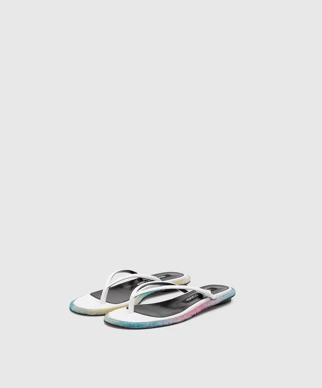 Sergio Rossi Infradito bijoux in pelle bianca con strass B02270MFN253