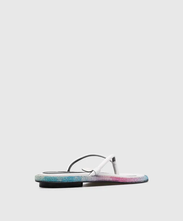 Sergio Rossi Infradito bijoux in pelle bianca con strass B02270MFN253