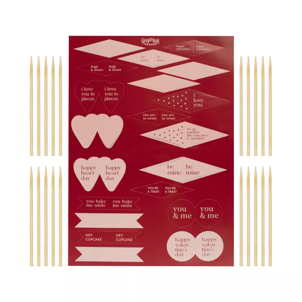 Set di topper per muffin di San Valentino